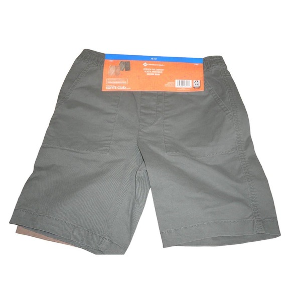 Boys 2-Pack Size 10/12 Woven Shorts Set, Green & Tan w/ Elastic Waist - Picture 5 of 10